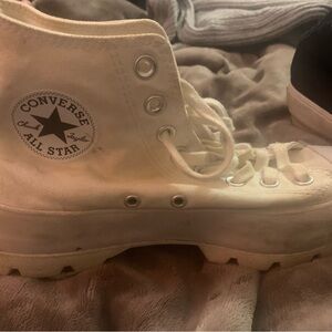 Converse women's platform high top sneakers - cream and pale pink